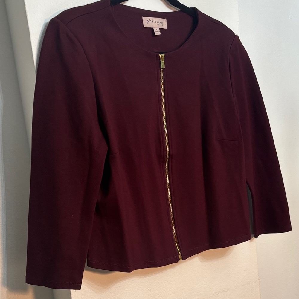 Philosophy Wine-color Jacket with Gold Zipper Size L